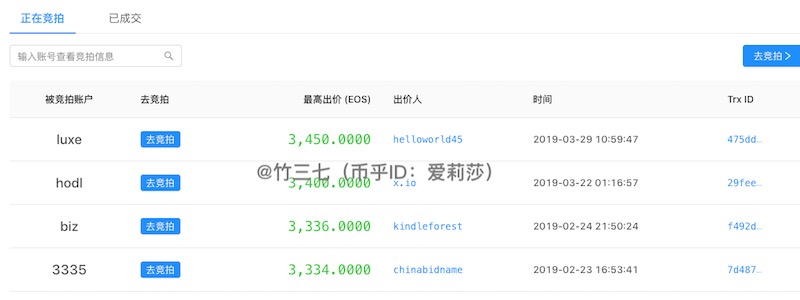 EOS账户拍卖