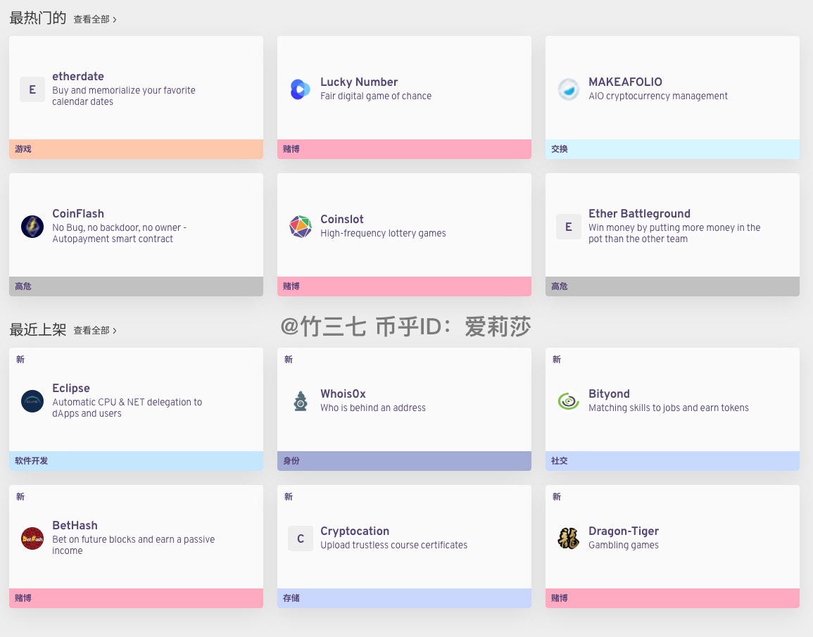 最近上架的DApp